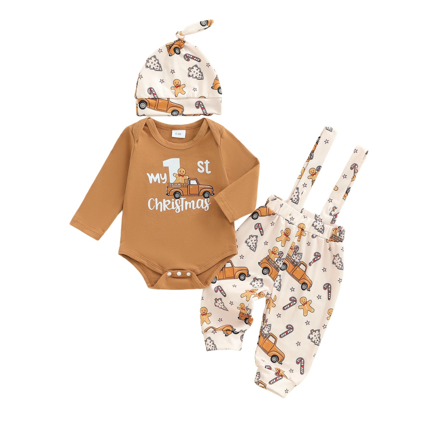 Baby Boy Christmas Two Piece Outfit Bodysuit Reindeer Snowflake Print Headband