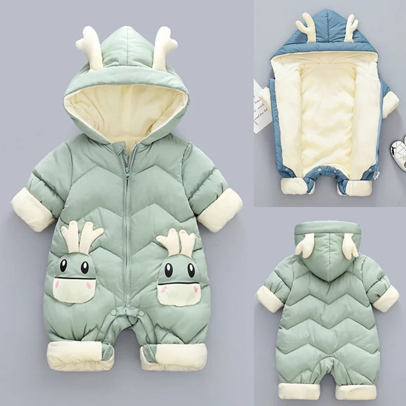Newborn Warm Winter Baby Hooded Romper Jumpsuit Thick Unisex Snowsuit