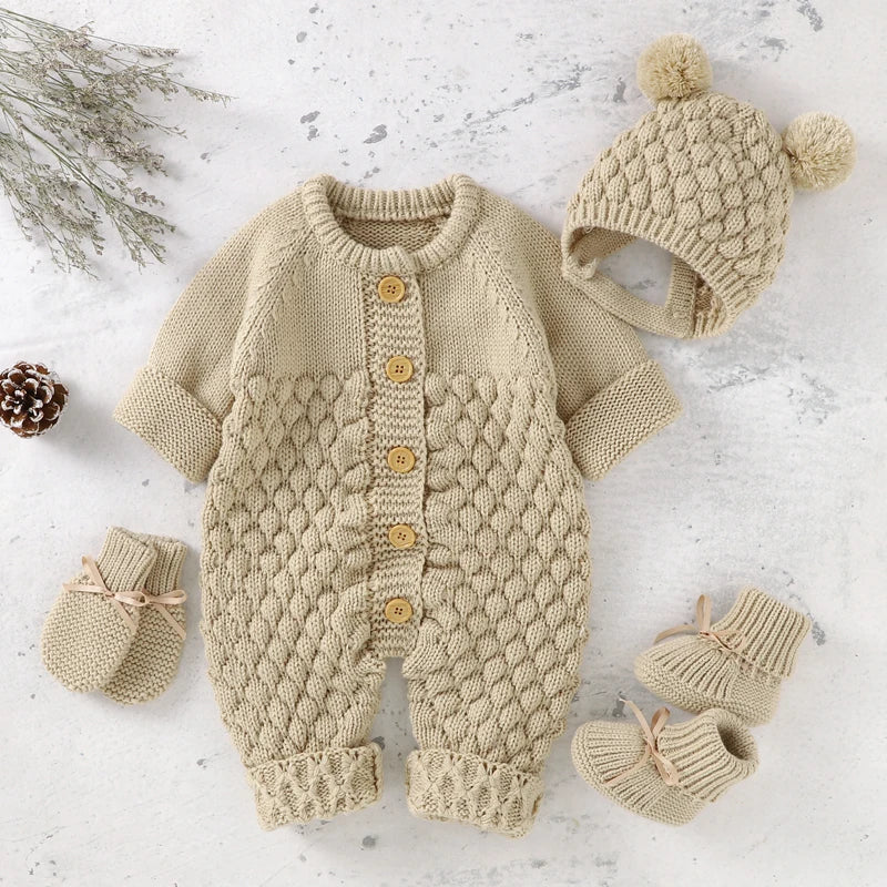 Unisex Newborn Baby Knitted Rompers for Autumn Winter
