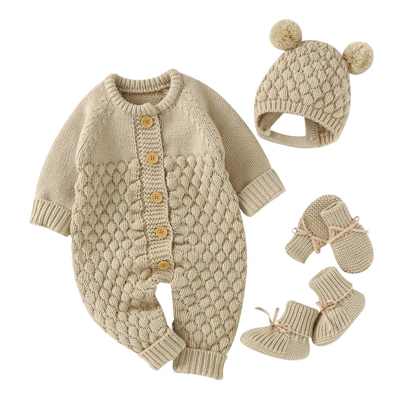 Unisex Newborn Baby Knitted Rompers for Autumn Winter