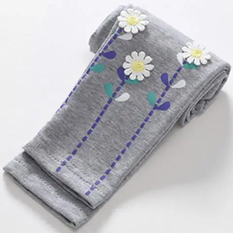 Spring Girls Cotton Leggings Cartoon Pattern Skinny Pants