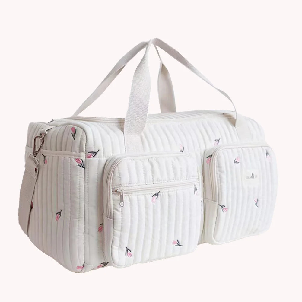 Quilted Baby Diaper Bag Large Capacity Weekender Travel Bag For Hospital
