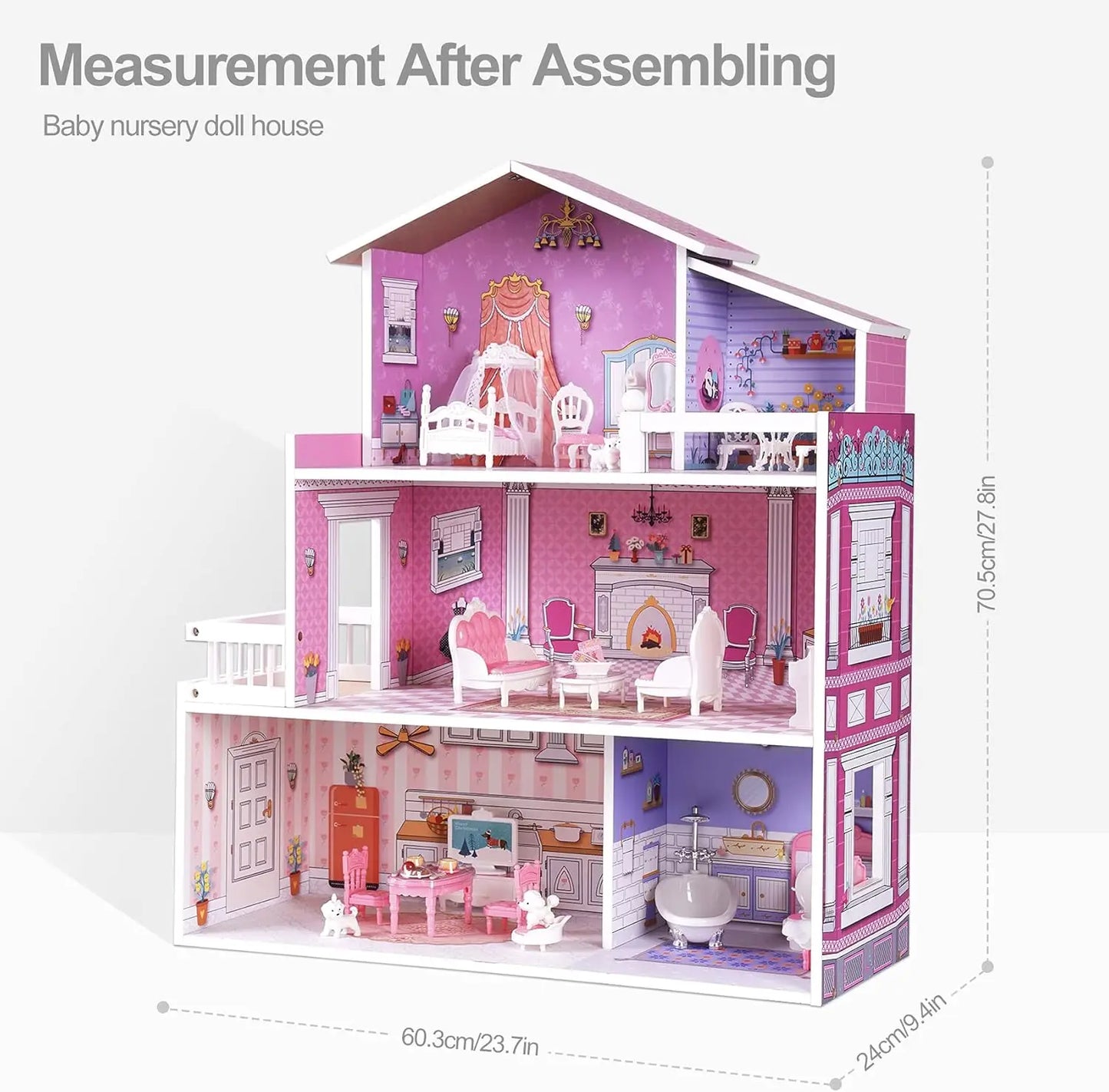 Robotime Robud Victoria Wooden Dollhouse for Kids Furniture Preschool House Toy for Girls