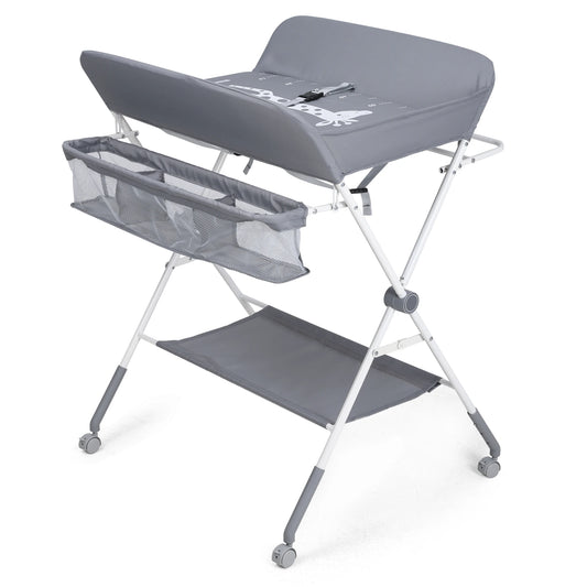 Portable Baby Changing Table With Wheels Foldable Changing Station Waterproof Height Adjustable Changing Table