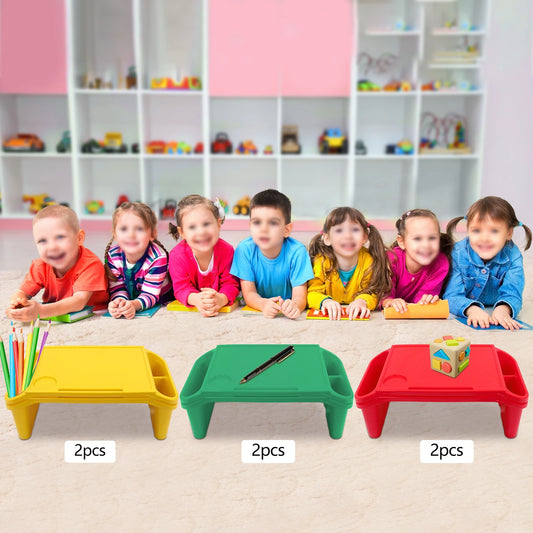 6 Pcs Red Green Yellow Kids Lap Table With Side Storage