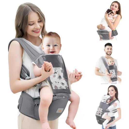 Baby Carrier Newborn to Toddler All Seasons Toddler Carrier with Hood Multi Position Baby Hip Carrier