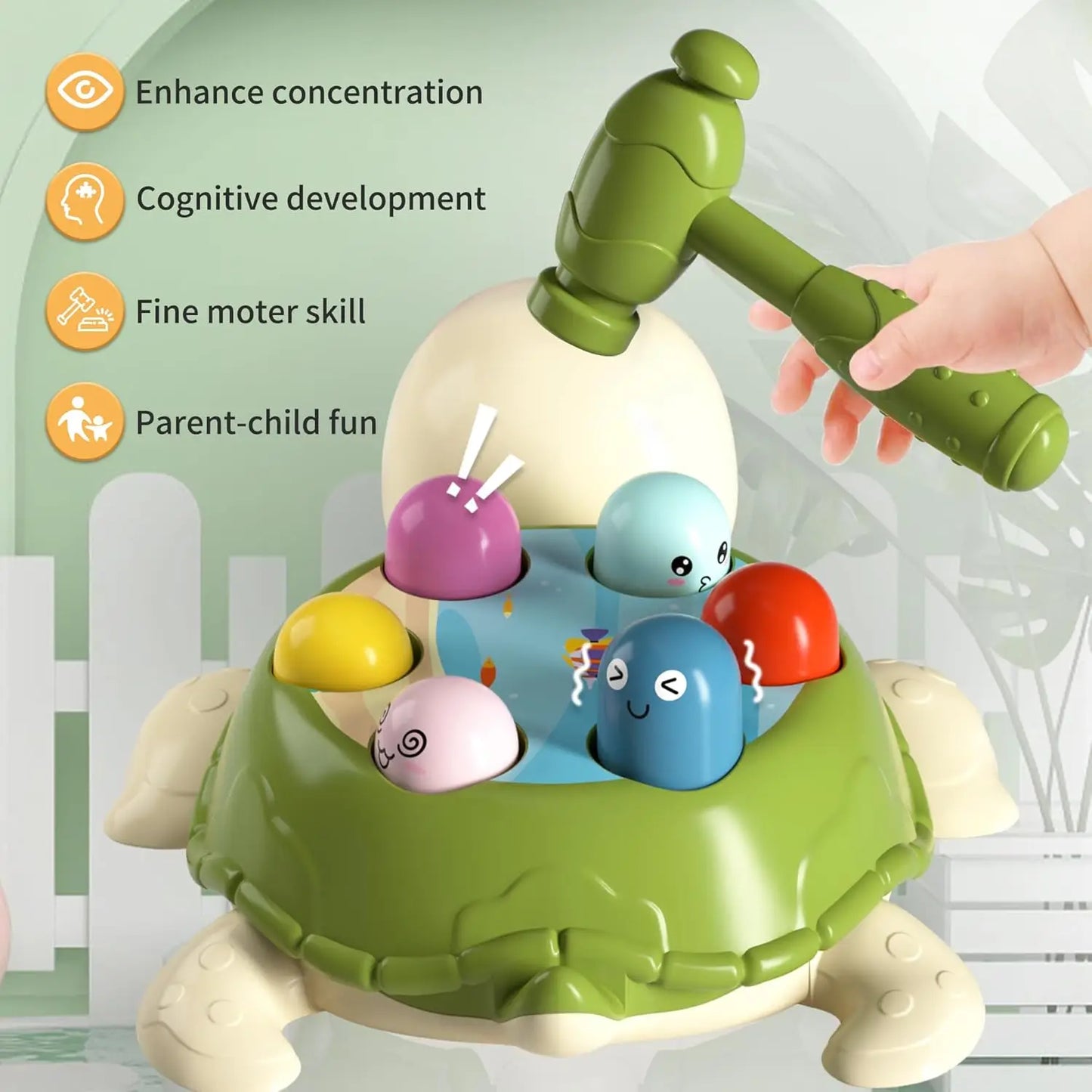 2pc/1pc interactive turtle hammer toys, educational colorful shape sorting game, durable other material construction, suitable f