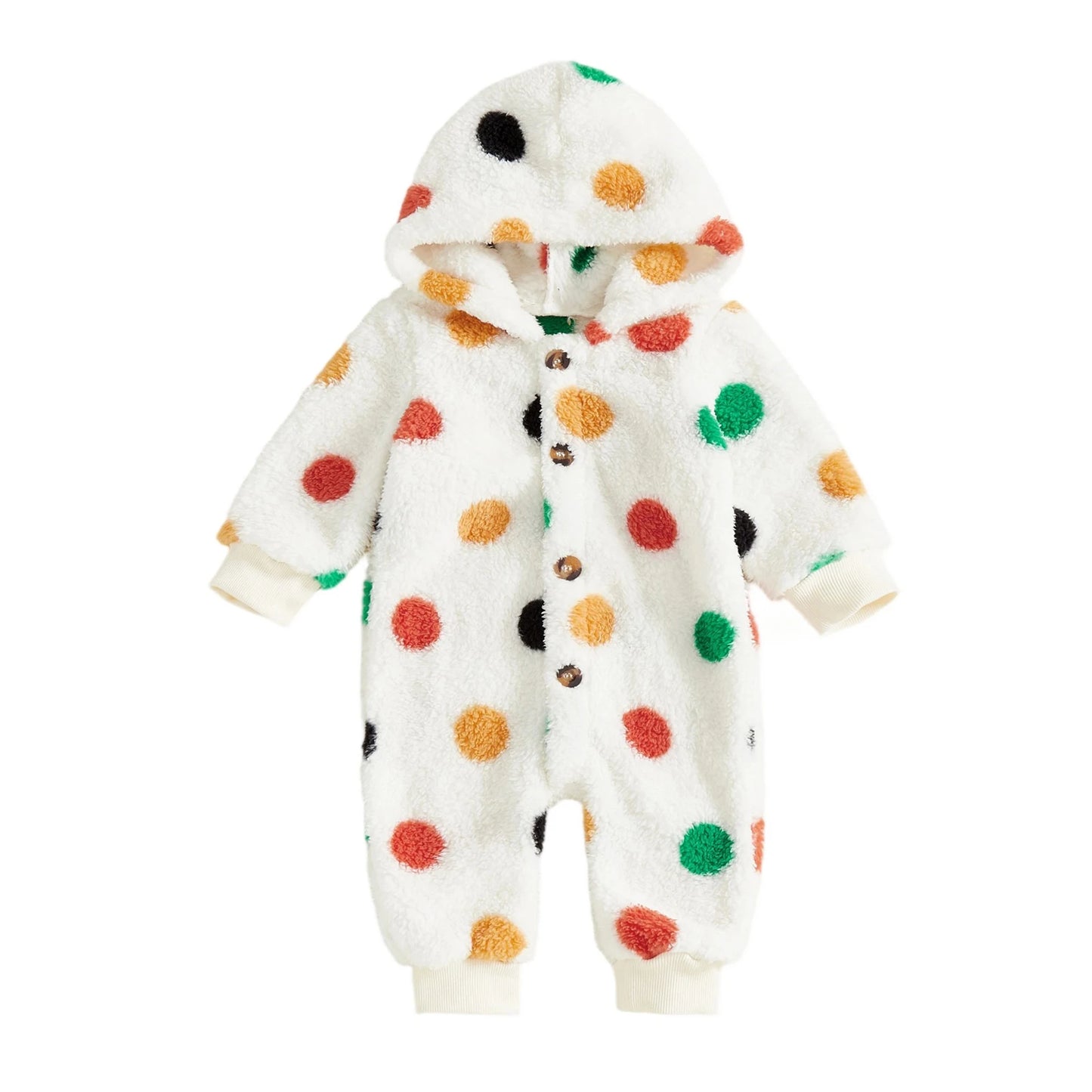Adorable Baby Hooded Fleece Romper Unisex Animal Print Long Sleeve Winter Outfit