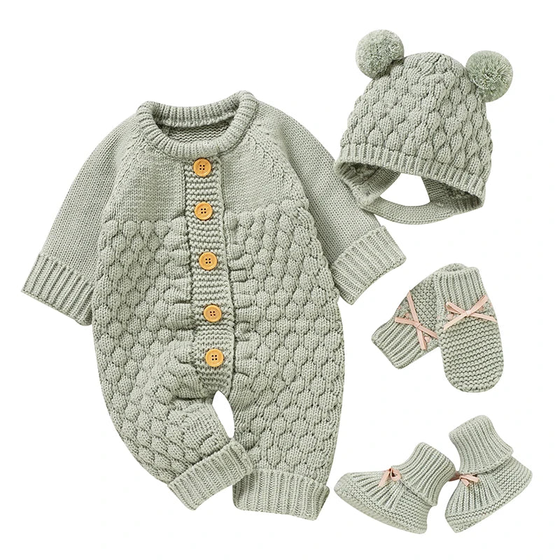 Unisex Newborn Baby Knitted Rompers for Autumn Winter