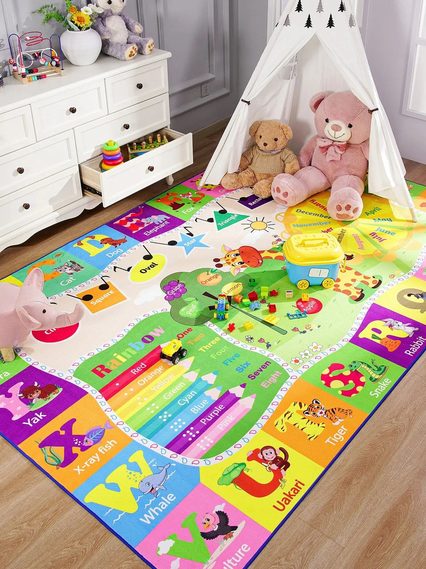 Large Children's Play Mat Giraffe Animal Carpet for Boys Kindergarten Bedroom Decorative Letters Carpet