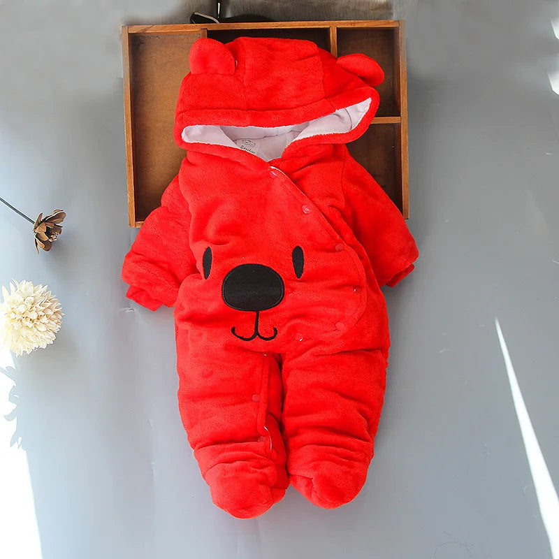 2025 Autumn Winter Hooded Cotton Baby Romper Jumpsuit Unisex Newborn
