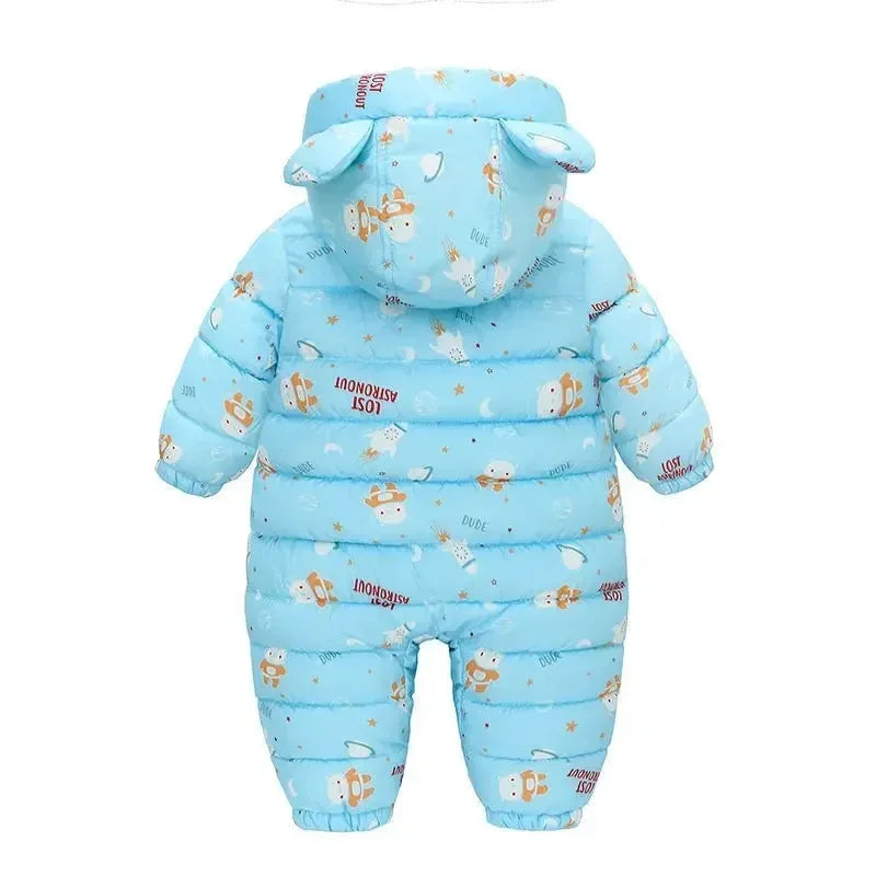 2025 Autumn Winter Hooded Velvet Warm Baby Snowsuit Rompers Unisex 0-5T