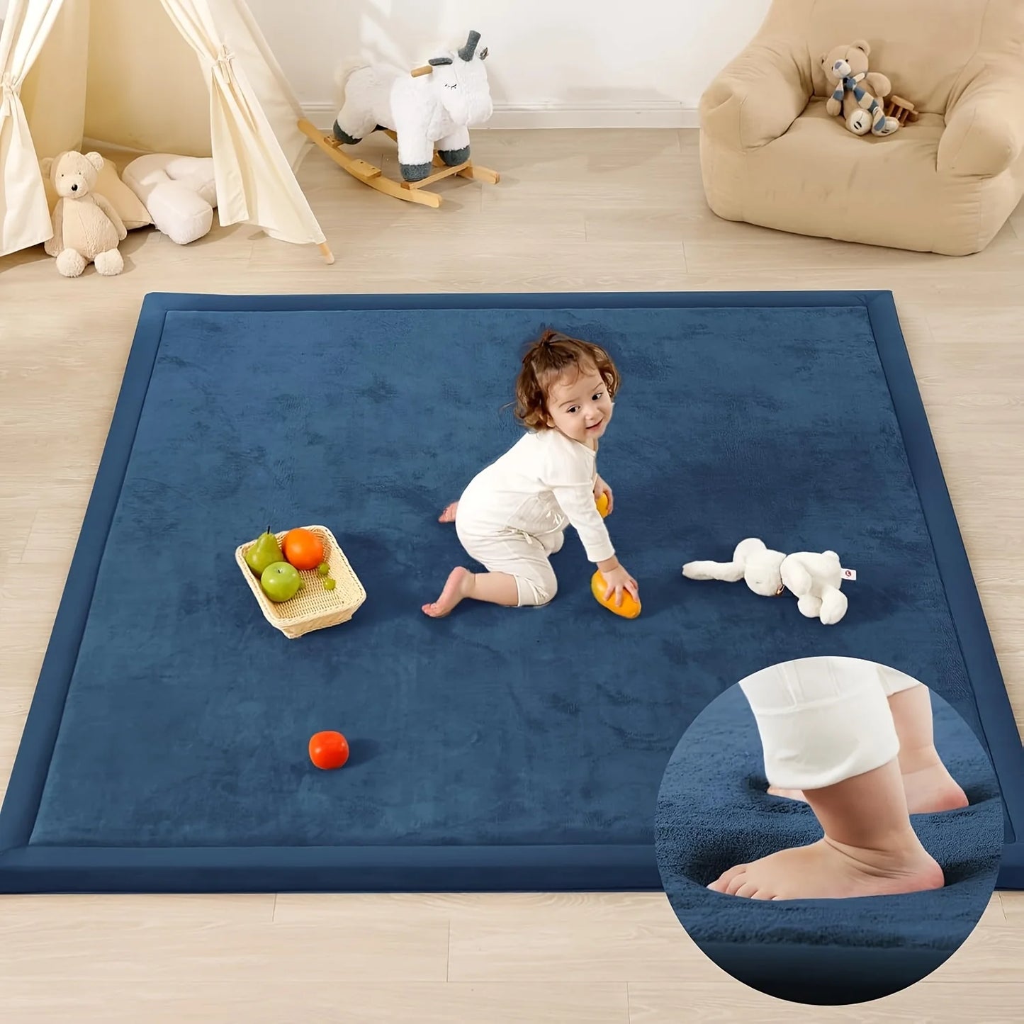 3cm Thick Memory Foam Playpen Carpet With Non Slip Bottom