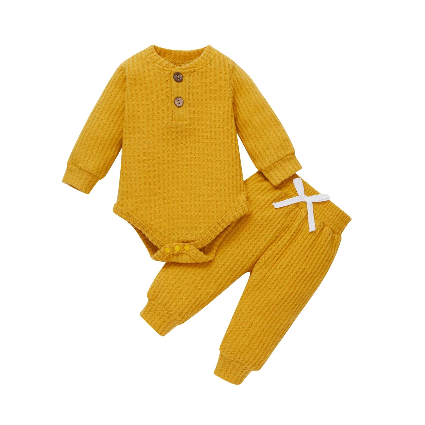 Unisex Newborn 2 Piece Long Sleeve Bodysuit And Elastic Pants Set Spring Autumn