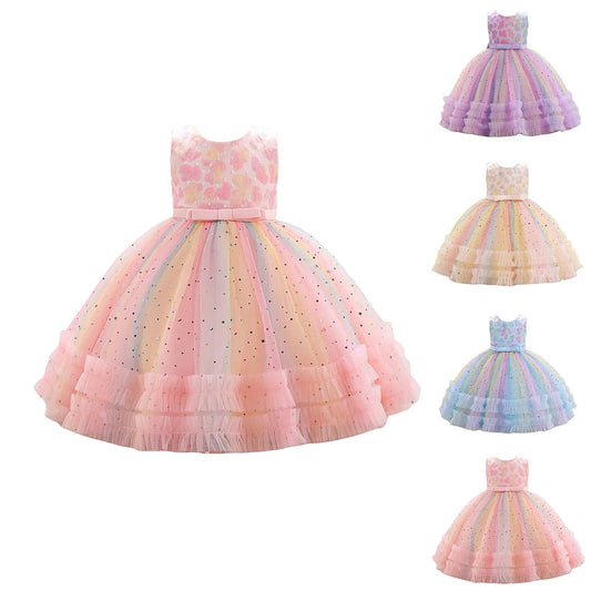Girls Summer Dress Cartoon Animal Mermaid Butterfly Rainbow Sleeveless Pongee