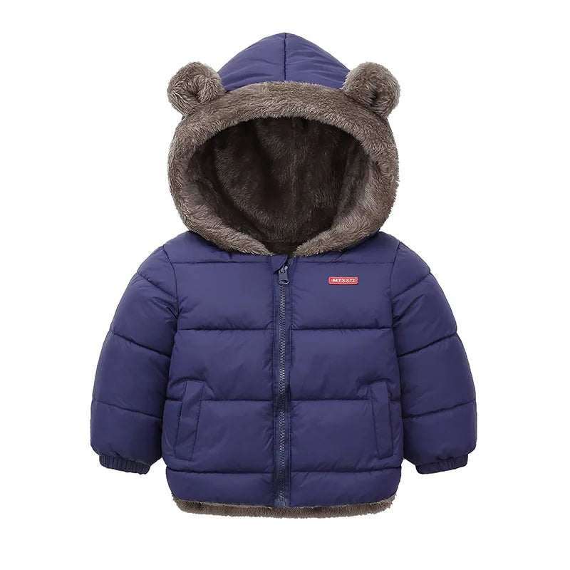 Hooded Baby Winter Jacket for Boys and Girls Cotton Padded Coat