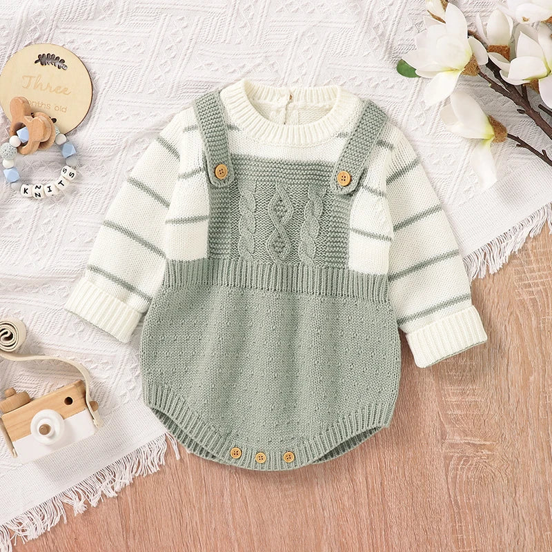 Unisex Newborn Toddler Knitted Bodysuits Long Sleeve Onesie Winter Spring