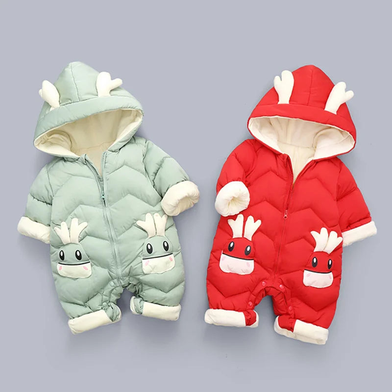 Newborn Warm Winter Baby Hooded Romper Jumpsuit Thick Unisex Snowsuit