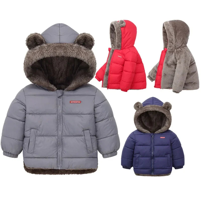 Hooded Baby Winter Jacket for Boys and Girls Cotton Padded Coat