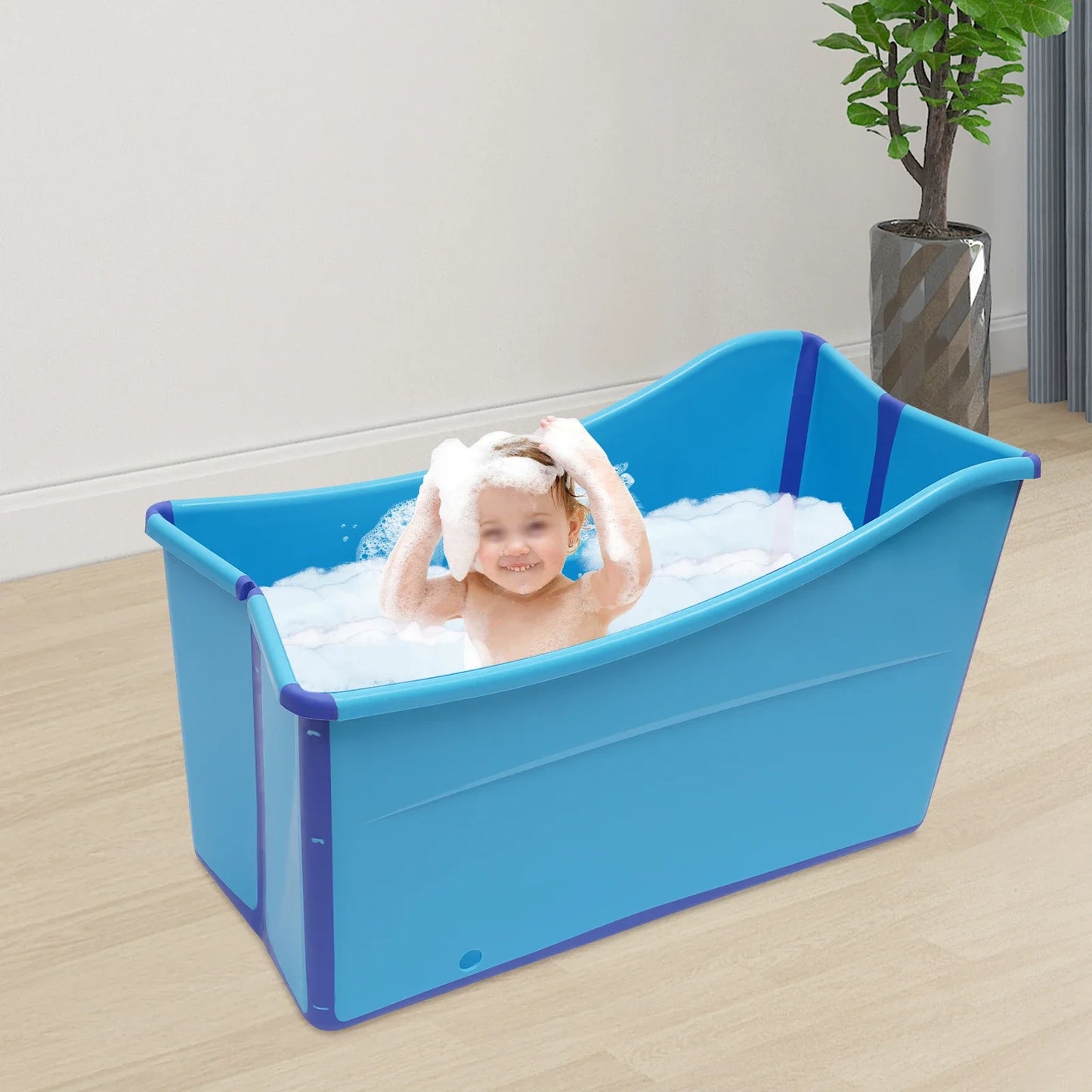 Oversized Foldable Bath Tub Portable Spa Sauna Bath Rectangle Bucket Water Tub for Adults and Kids Blue