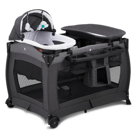 Deluxe Nursery Center Foldable Playard for Baby and Toddler with Bassinet Mattress and Changing Table