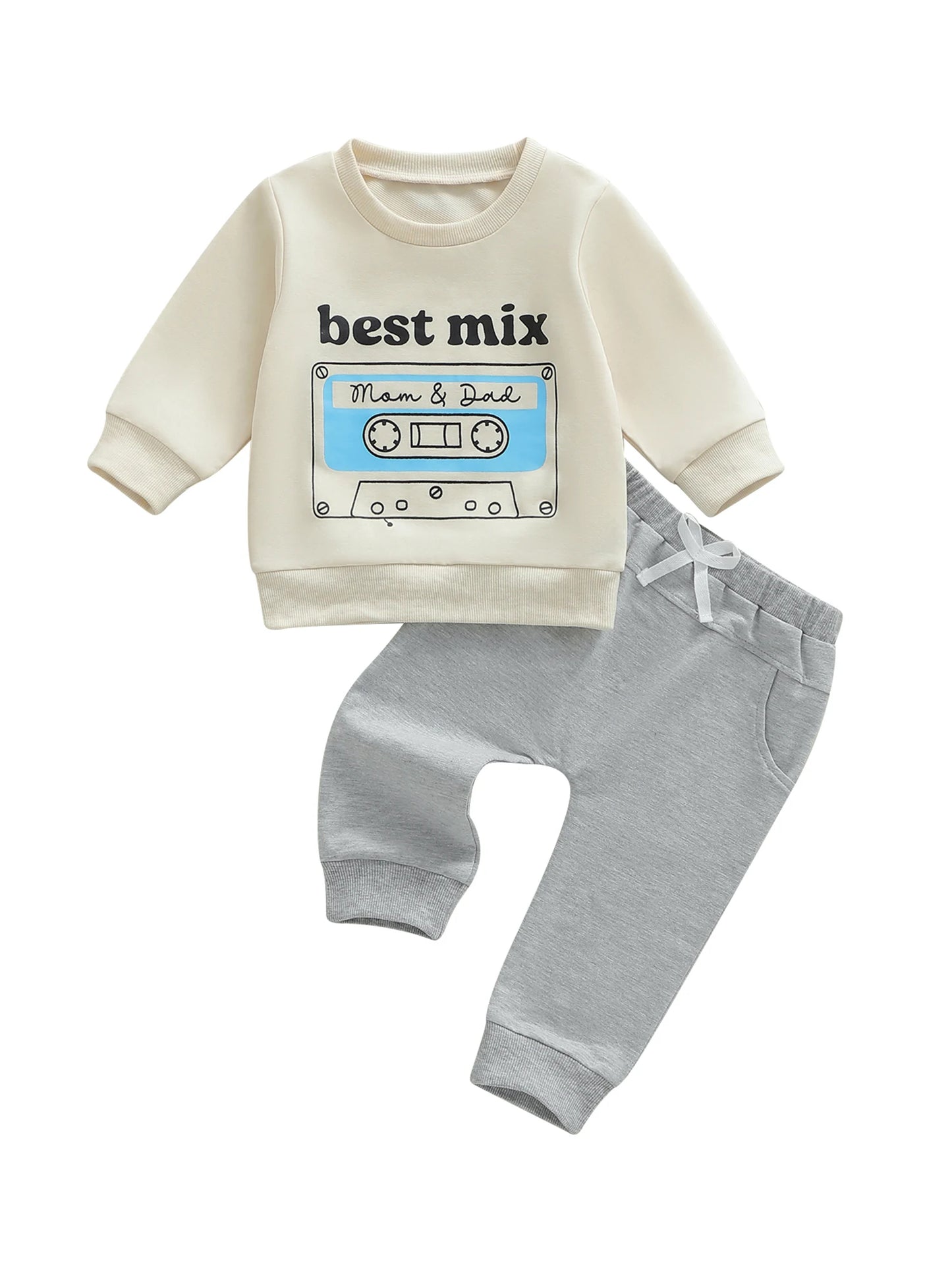 Baby Boy Dinosaur Print 2 Piece Autumn Outfit Set With Elastic Waist Pants