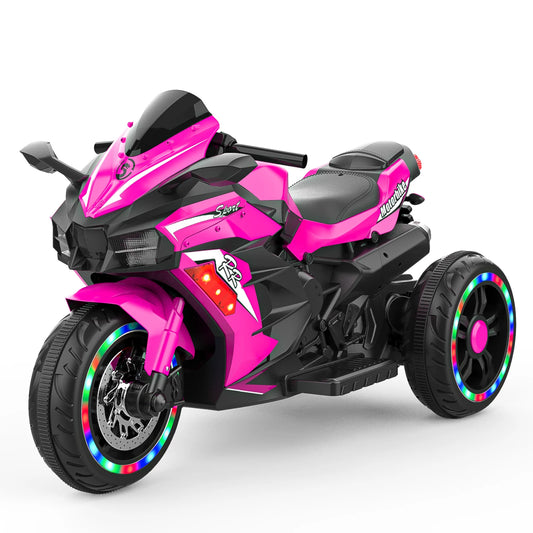 Kids 12V Electric Three Wheel Ride On Motorcycle With LED