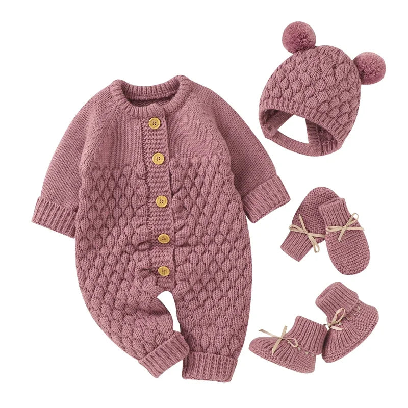 Unisex Newborn Baby Knitted Rompers for Autumn Winter