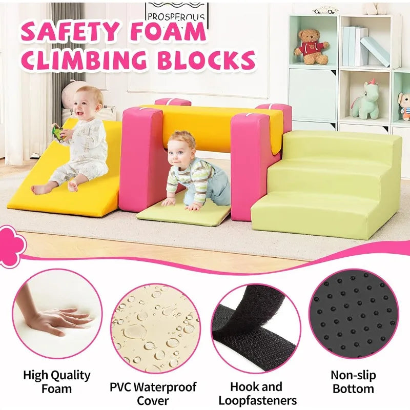 Soft Play Climbing Blocks for Toddlers 6 or 7 Piece Foam Set for Children's Room Baby Climbing Toys