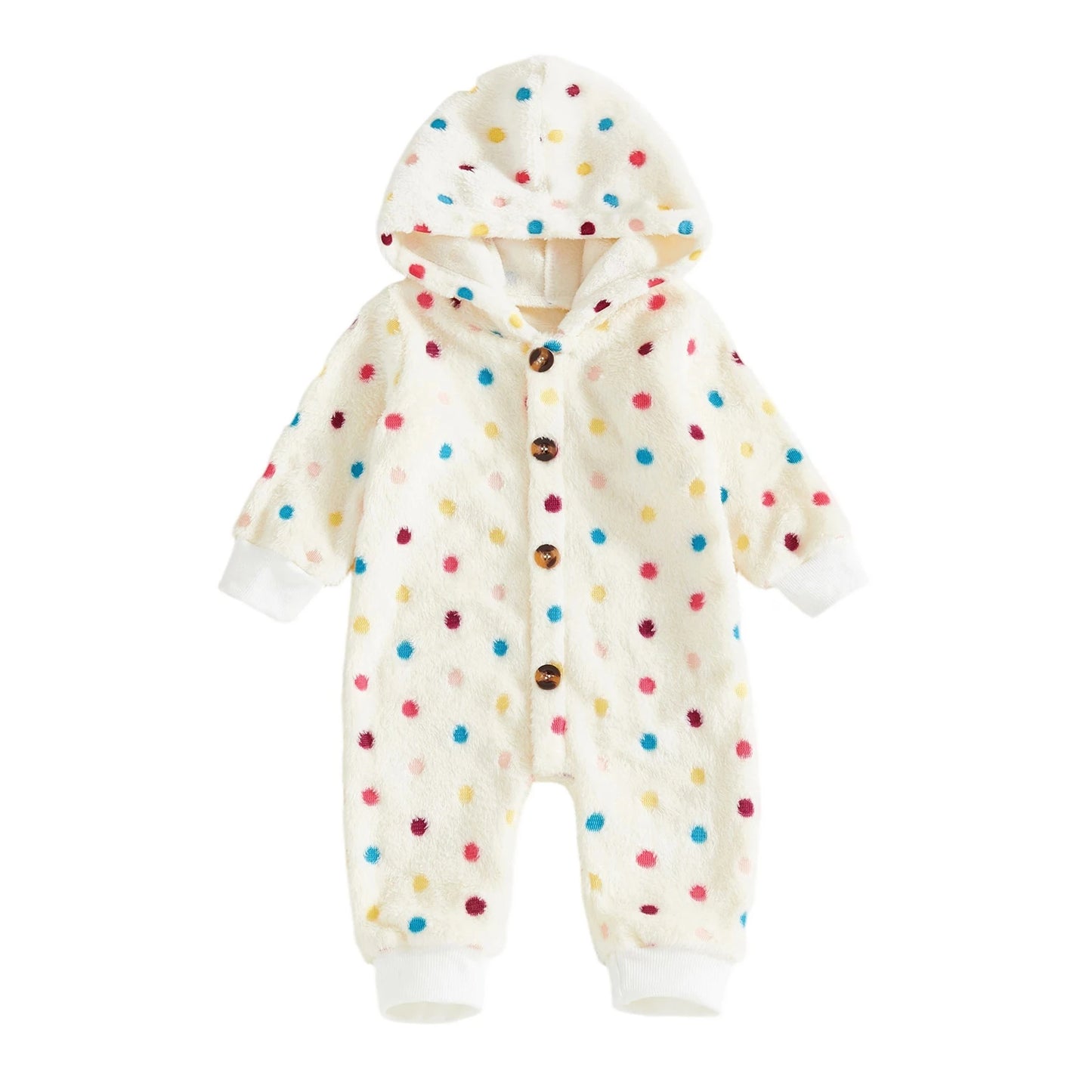 Adorable Baby Hooded Fleece Romper Unisex Animal Print Long Sleeve Winter Outfit