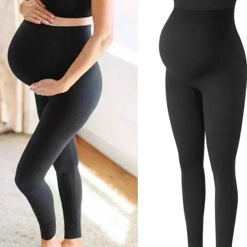 High Waist Pregnancy Leggings For Maternity Belly Support Knit Trousers