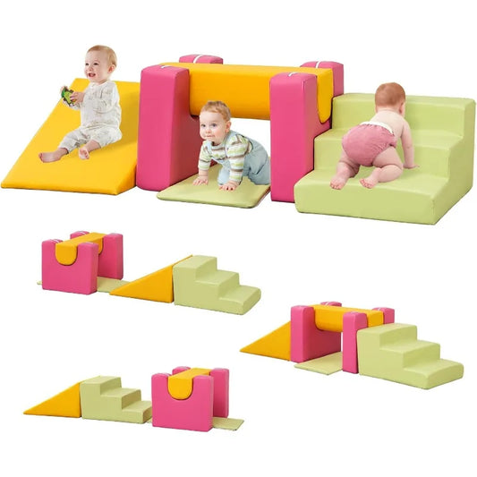 Soft Play Climbing Blocks for Toddlers 6 or 7 Piece Foam Set for Children's Room Baby Climbing Toys