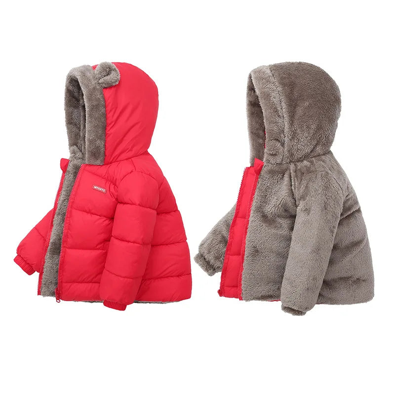Hooded Baby Winter Jacket for Boys and Girls Cotton Padded Coat