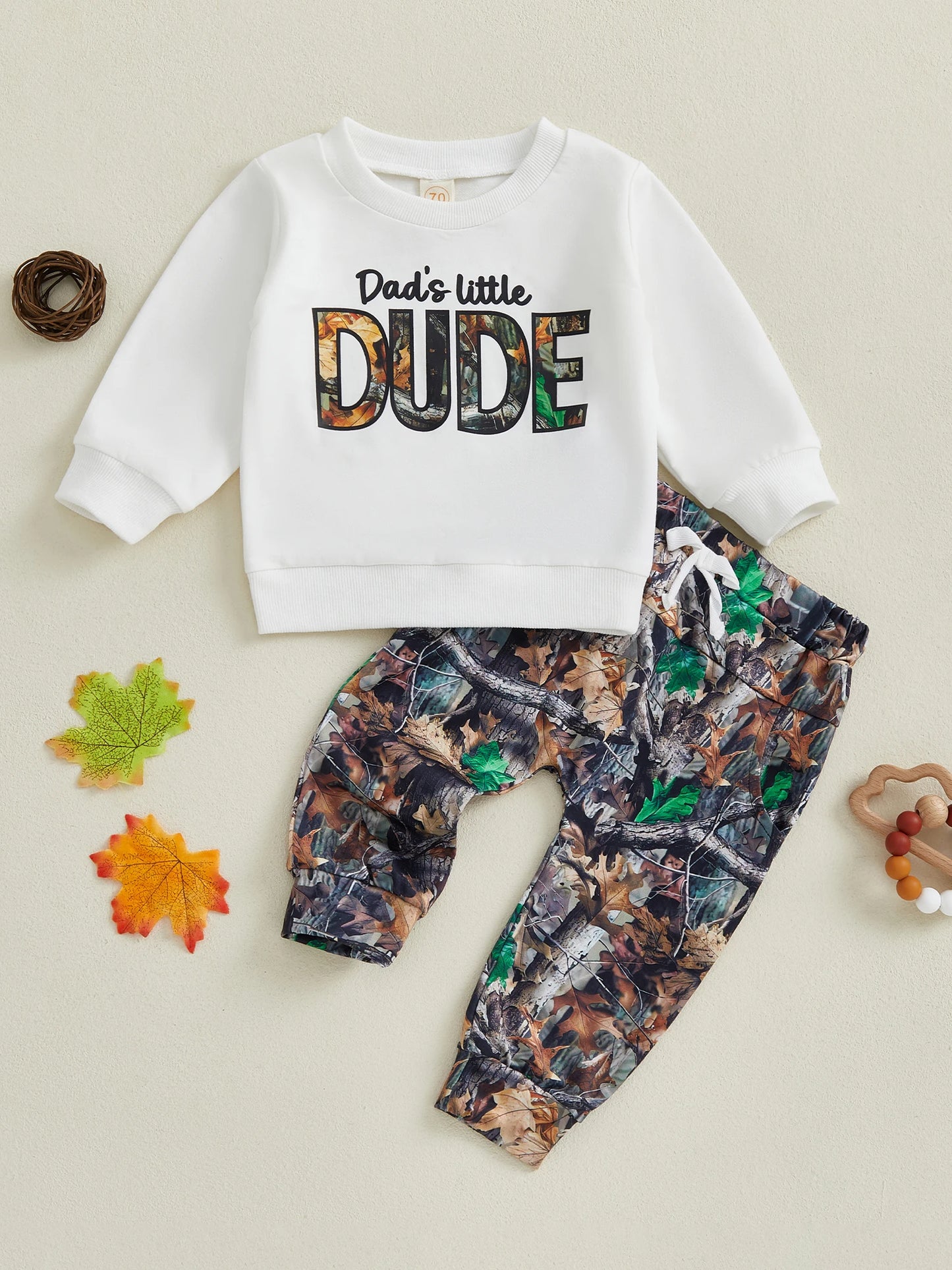 Autumn Winter Floral Print Hoodie And Elastic Waist Pants Set For Kids Unisex