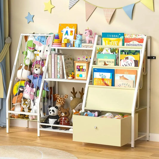 Kids Bookshelf And Toy Storage 3 Tier Kids Bookcase Sling Book Shelf And Stuffed Animal Storage Toddler Montessori Bookshelf