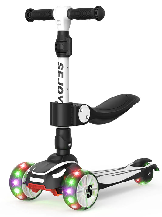 Sejoy Kid Kick Scooter Three Wheel Lightweight Children's Foot Scooter with LED Flashing Features Height Adjustable Design