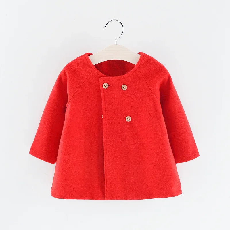 Korean Style Solid Color Girls Coat Long Sleeve Warm Autumn Winter Outerwear