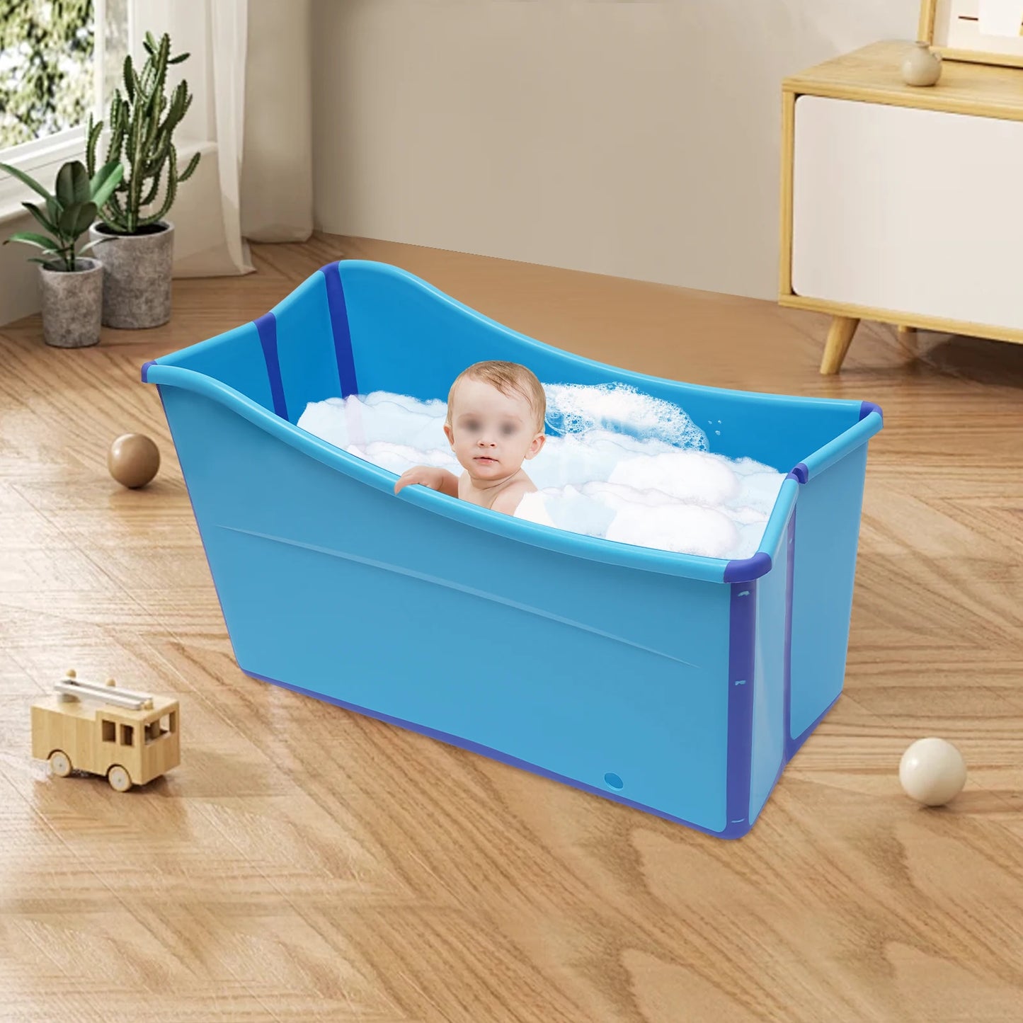 Foldable Soaking Tub With Drainage System For Adults Indoor Outdoor Use