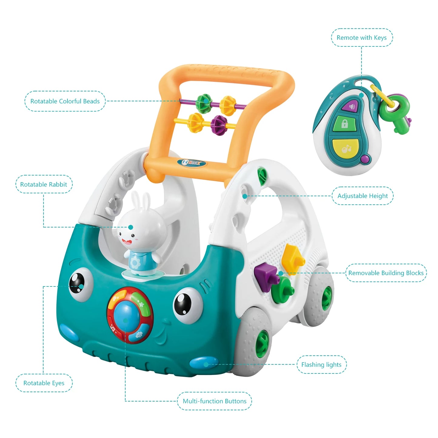 Educiró 4 in 1 Baby Walker for Boys and Girls Sit to Stand Learning Walker Baby Push Walker Learning Push Toys for Baby
