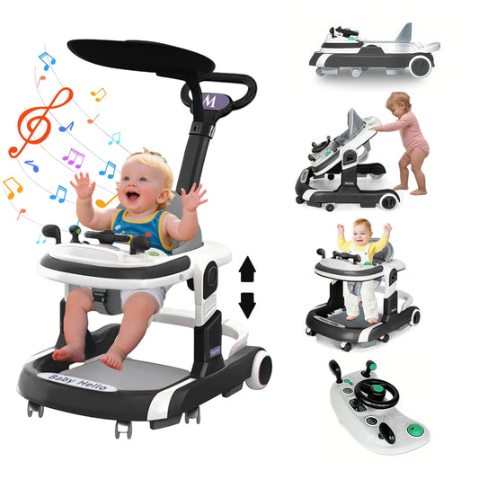 2025 Multifunctional Baby Walker With Sunshade And Anti Roll Over Music Stroller