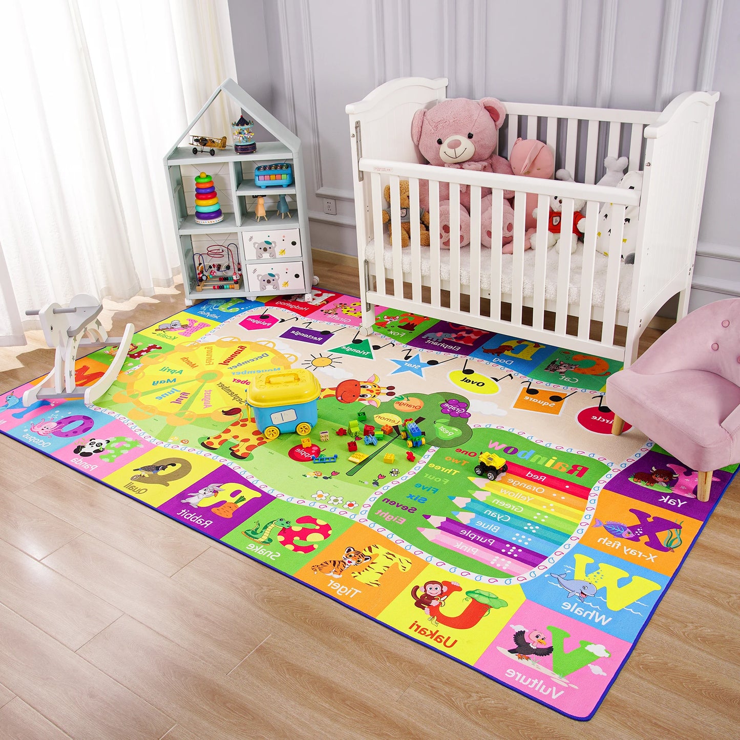 Large Children's Play Mat Giraffe Animal Carpet for Boys Kindergarten Bedroom Decorative Letters Carpet