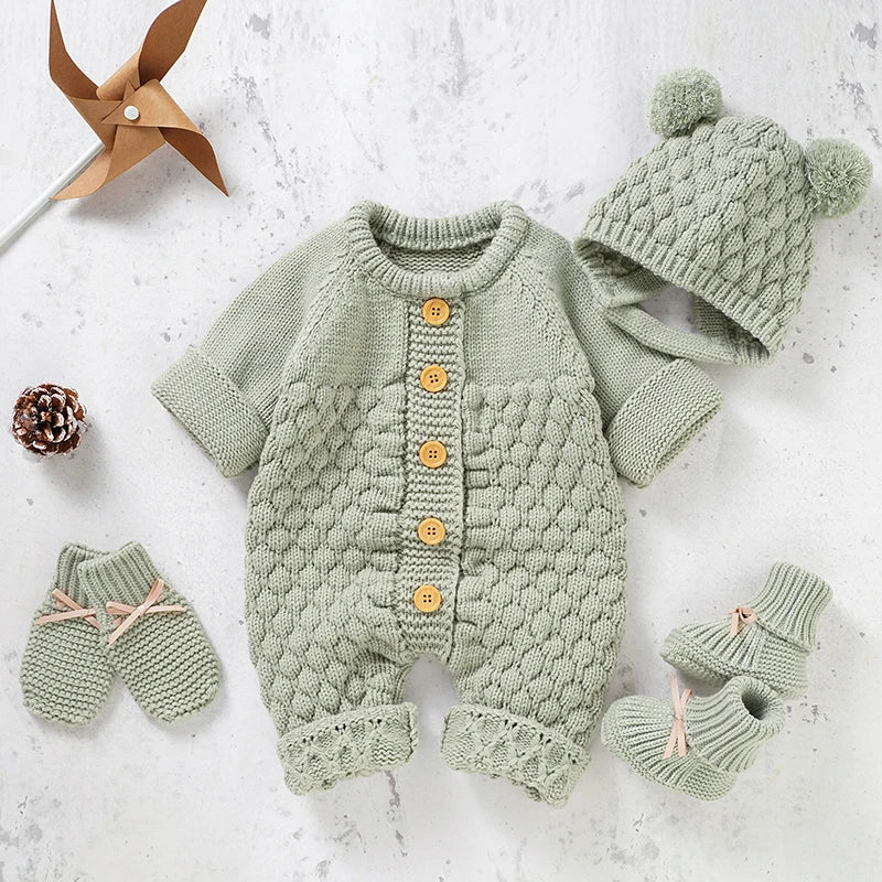 Unisex Newborn Baby Knitted Rompers for Autumn Winter