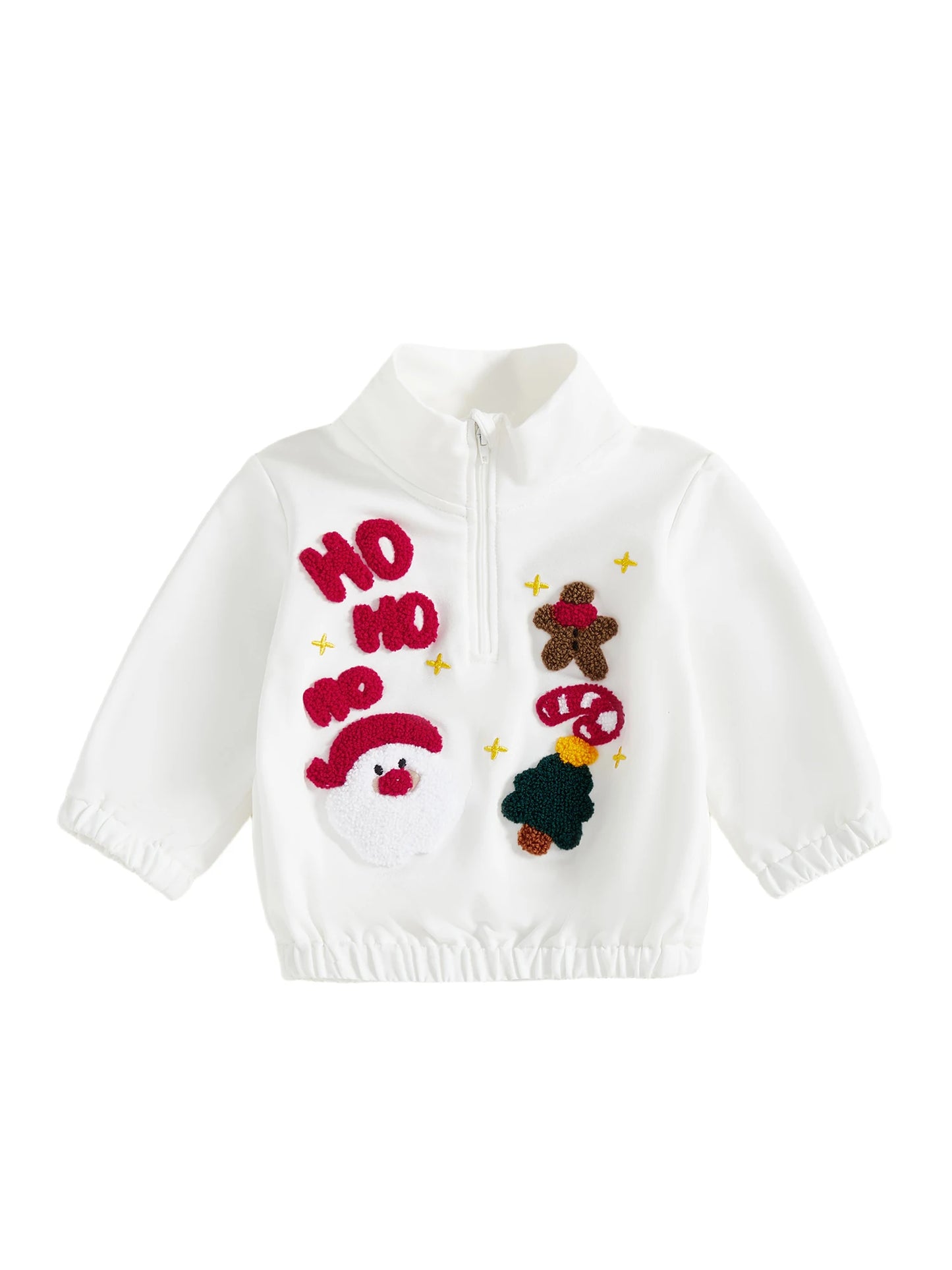 Infant Holiday Reindeer Embroidered Knit Sweater Unisex Mock Neck Long Sleeve