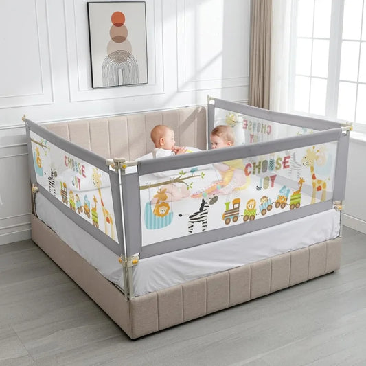 Bed Rails for Queen Bed 3 Pieces Baby Bed Rail Guard for Kids 25 Height Levels Adjustable Bed Fence 3 in 1 Foldable Bed Guardrail
