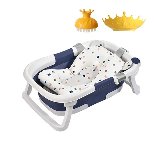 Portable Collapsible Baby Bathtub for Newborn to Toddler Durable Infant Bath Tub with Soft Cushion