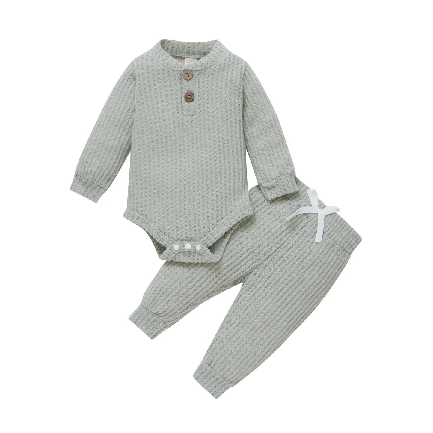 Unisex Newborn 2 Piece Long Sleeve Bodysuit And Elastic Pants Set Spring Autumn