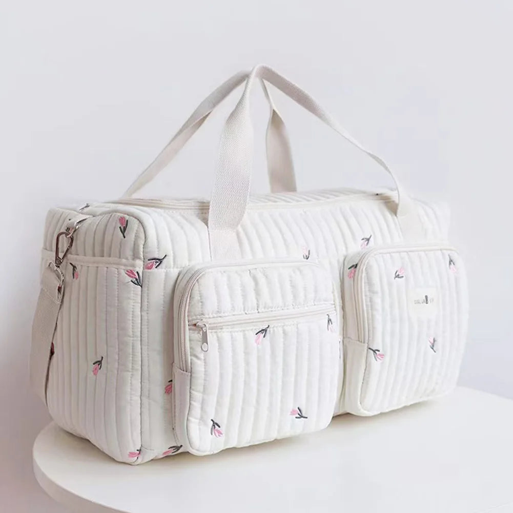 Quilted Baby Diaper Bag Large Capacity Weekender Travel Bag For Hospital