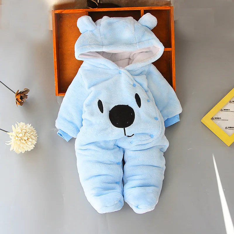 2025 Autumn Winter Hooded Cotton Baby Romper Jumpsuit Unisex Newborn