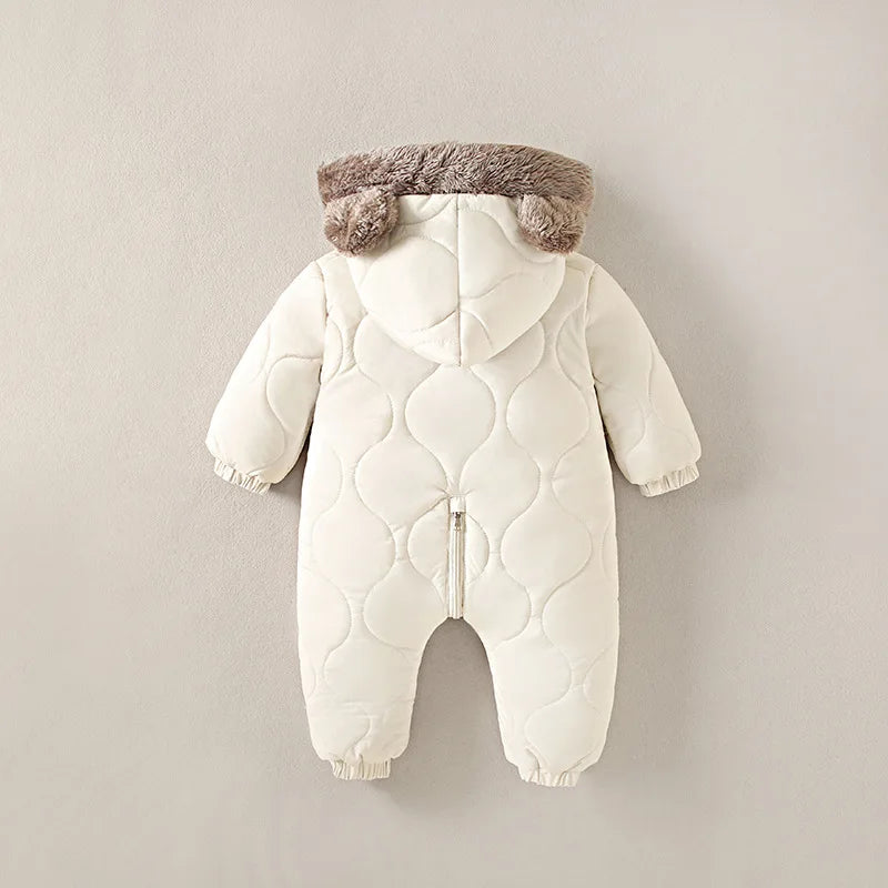 Unisex Baby Hooded Romper Jumpsuit Cotton Fleece Warm Winter Newborn 0 To 1Y