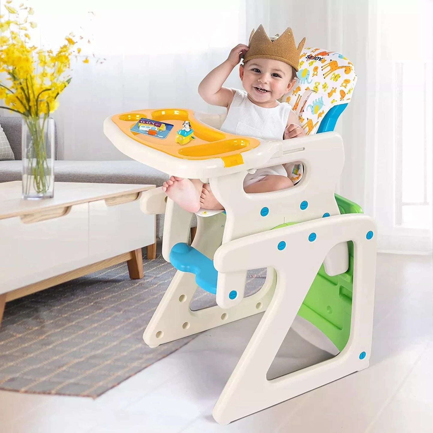 Sejoy High Chairs For Babies Toddlers 3 In 1 Adjustable Backrest Infant Feeding Chair